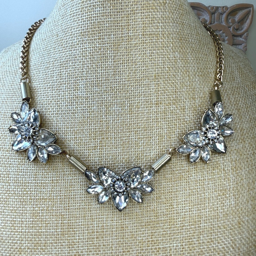 Floral Rhinestone Glam Statement Y2K Necklace from Express
